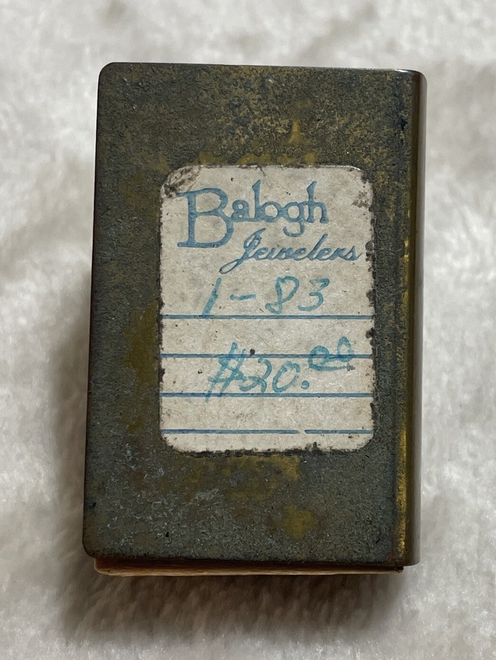 Vintage Porcelain Brass Small Floral Gold White Match Holder Safe Case