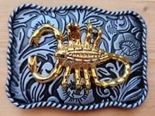 NEW SCORPION GOLD SILVER FLOWER RODEO COWBOY WESTERN BELT BUCKLE