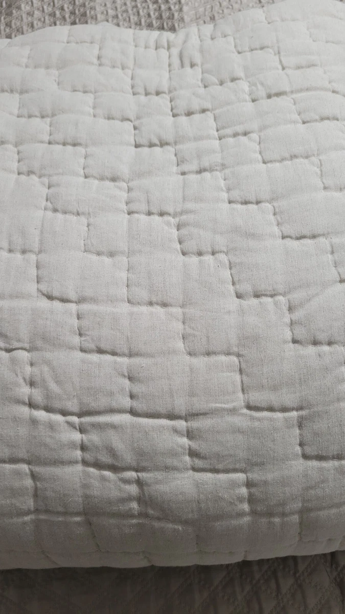 Pottery Barn Bliss Handcrafted Linen Cotton Quilt Full Queen Flax