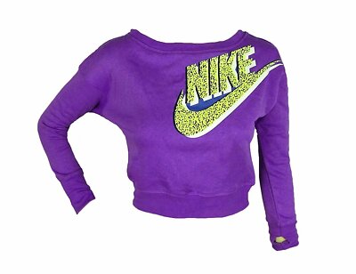 nike mini swoosh oversized cropped purple sweatshirt