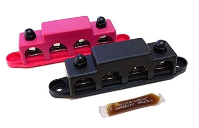 PAIR Black 5/16'' + Red 5/16''  4 Post busbars 250A / 48Vdc FREE Electrical Grease