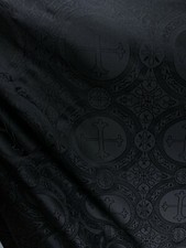 BLACK LITURGICAL CROSS BROCADE FABRIC 55 in. Sold By The Yard