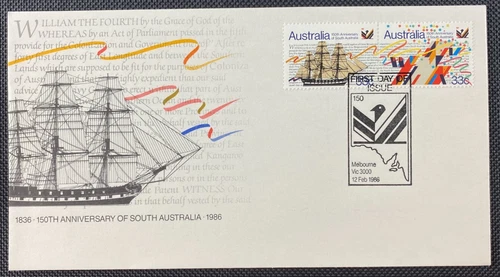 1986 150th Anniversary Of South Australia FDC First Day Cover Pictorial Postmark