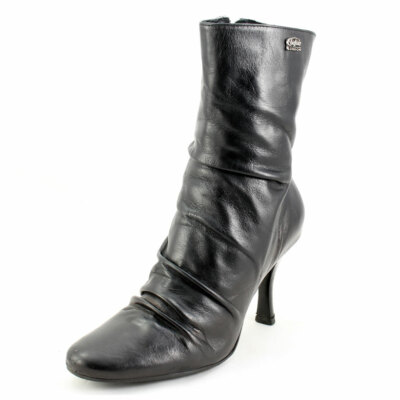 Buffalo Stiefel Gr. 36 Lederstiefel Stiefeletten High Heels mit Raffung (#2606)