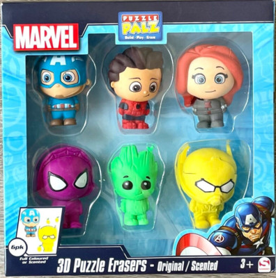 Puzzle Palz Marvel Avengers 6er, Eraser, Radirgummie 3D Puzzle, NEU OVP