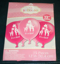 15-Pieces / It's a Girl Baby Shower Helium Quality 12" Party Balloons