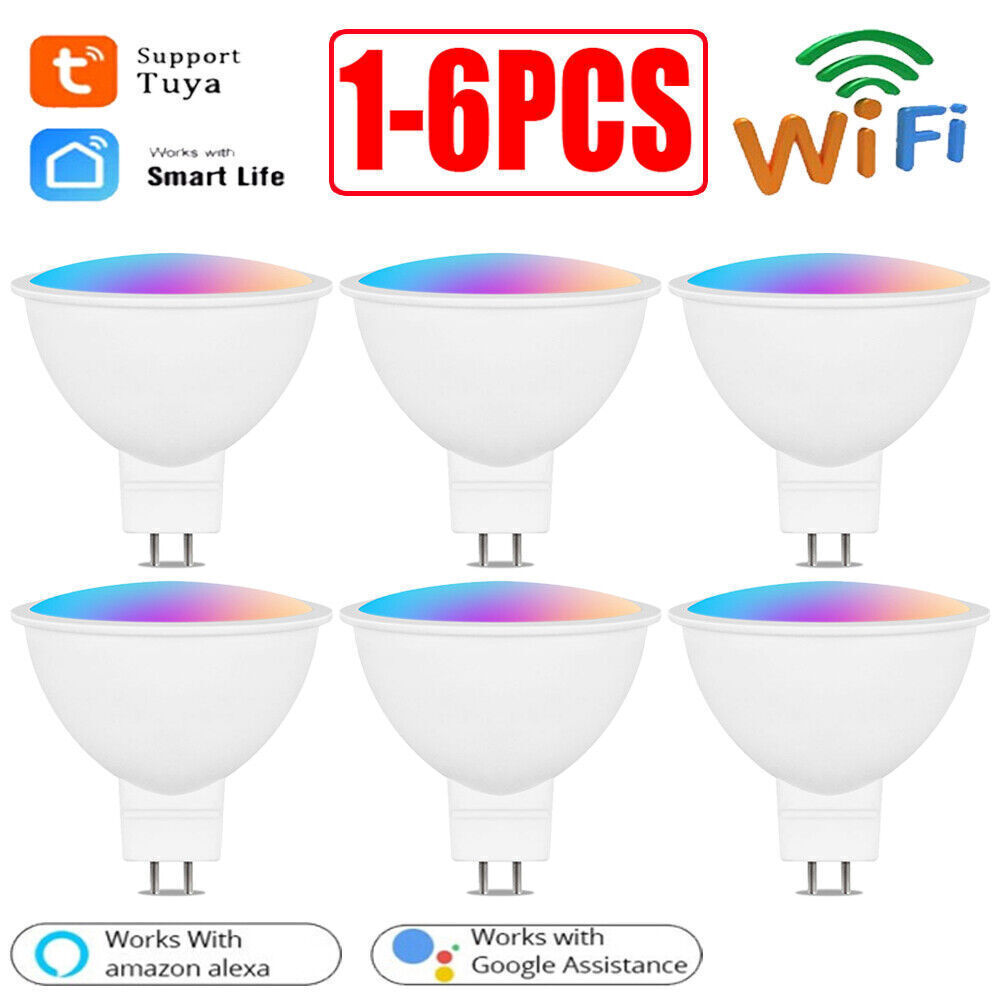 1-6PCS LED Smart Bulb MR16 6W Works Control with WiFi Alexa Google Smart Home-image