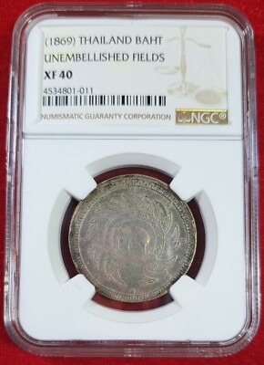 1869 Rama V silver coin 1Baht (Y#30) , elephant-crown, NGC XF40 Rare | eBay