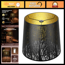 Large Drum Lampshade 12x14x10" for Table  Floor Lamps, Metal Etched Tree Design