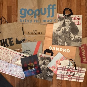 12 Paper Shopping Bags  Assorted Designer Nike Coach Abercrombie & More Used