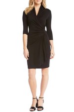 Karen Kane Cascade Faux Wrap Dress in Black - Size Small!
