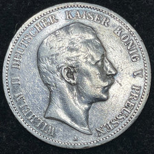 1899 A German State Prussia 5 Marks Silver Coin 0.8037 OZ ASW