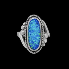 925 Sterling Silver ring, Blue Opal ring, Opal ring, Size 7, Bridesmaid Ring