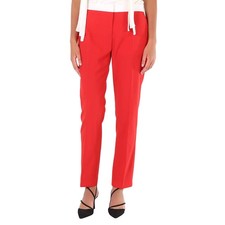 Burberry Ladies Bright Red Hanover Two-tone Wool Tailored Trousers
