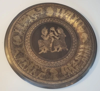 Assiette murale en cuivre gravé – décor style égyptien – Ø 25 cm – collection - Photo 1/4