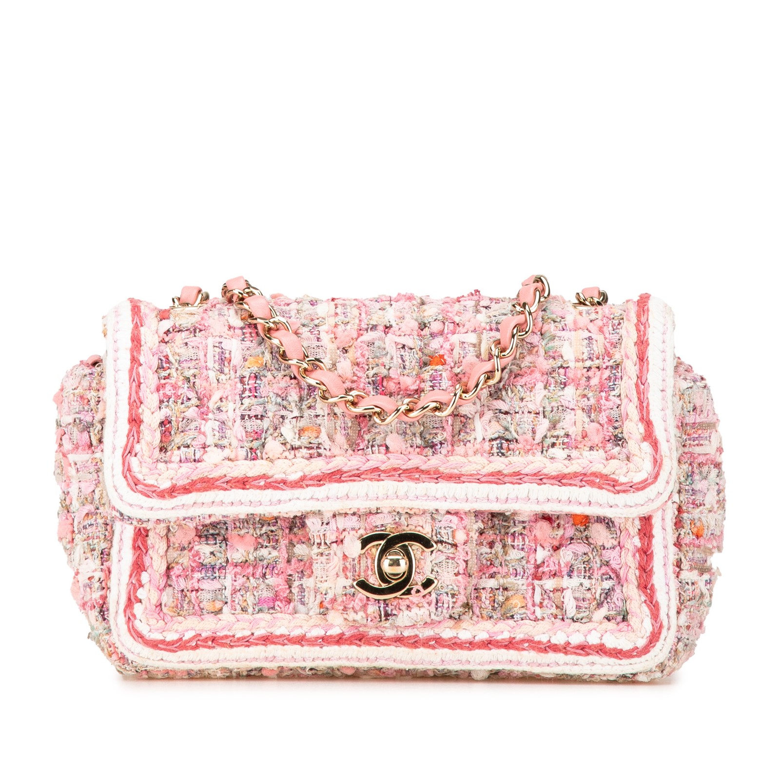 Chanel Mini Rectangular Flap Bag with Tweed Braid Detail