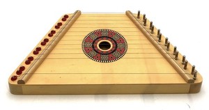 Handmade Romanian 15-String Lap Harp Zither Natural Wood Folk Instrument