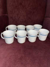 Set Of 8 Vintage Corning Ware Coffee Mugs white/blue/gray 