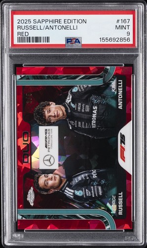 George Russell / Kimi Antonelli [Red] #167 2025 Topps Chrome Sapphire Formula 1 card