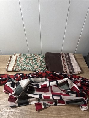 Lot Of 4 Vintage Scarfs And Handkerchiefs Vintage Designs Different Styles 1D