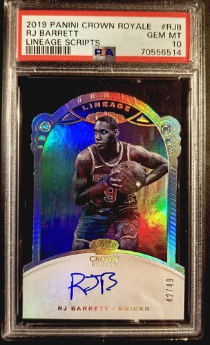 RJ BARRETT 2019-20 CROWN ROYALE LINEAGE SCRIPTS AUTO PSA 10 GEM MINT #42/49👍🤠