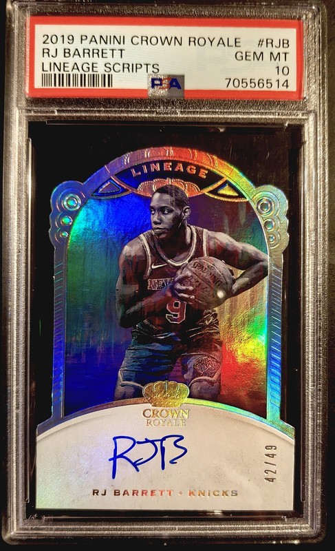 RJ BARRETT 2019-20 CROWN ROYALE LINEAGE SCRIPTS AUTO PSA 10 GEM MINT #42/49👍🤠