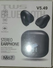 TWS M67 Wireless Bluetooth 5.4 Stereo Earphones Earbuds LED Display Case Black