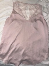 Express Pink Solid Lace Trim Camisole Tank Top, Women's Size M Regular