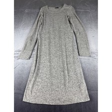 Express Womens L Gray Sweater Dress Long Sleeve Soft A Line Casual Ribbed Sleeve