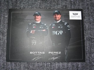 Cadillac F1 driver card Valtteri Bottas Sergio Perez (printed autographs)