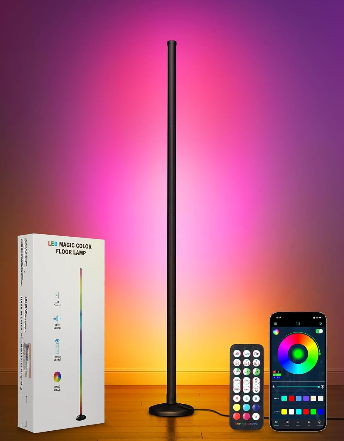 OUTON Lampada da Terra LED, RGBCW Dimmerabile Piantana con Telecomando | Control foto 2