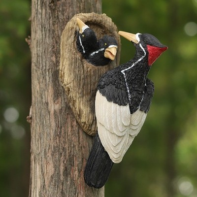 Realistischer Specht Vogel Wanddeko rustikal Wildtiere Garten Wohndeko 23 cm