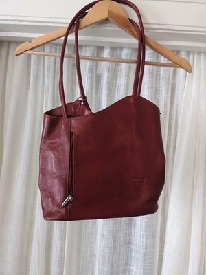 Cloe V Convertible Red Leather Bag Leather Florence Italiano