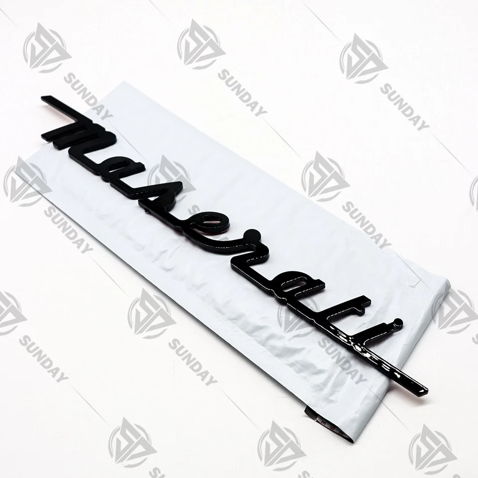For Maserati Gloss Black Trunk Letter Nameplate 3D Emblem Badges Sport - Image 3 of 4
