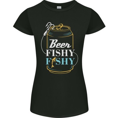 Fischen Bier Hier Fischig Fischer Lustiges Damen Petite Schnitt T-Shirt