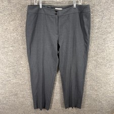 Calvin Klein Dress Pants Women 14W Plus Gray High Rise Pleated Lined Straight