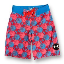Boys Under Armour Swim Trunks Size 14-16 YXL 25 Waist Loose Fit Board Shorts