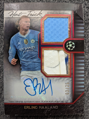 2023-24 TOPPS MUSEUM COLLECTION ERLING HAALAND AUTOGRAPH HAT-TRICK