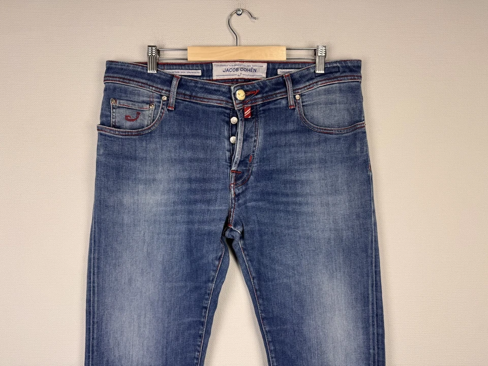 Jeans italianos cómodos Jacob Cohen hechos a mano a medida azul denim J688 talla 36 Foto 2 de 4