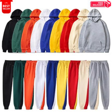 Unisex Fleece Tracksuit Hoodie Sweatpants Set Men Women Jogger Gym Sportswear