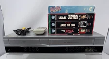 Zenith XBV713 VCR DVD Combo Player VHS Tape Silver w Remote AV Cables 4 Movies