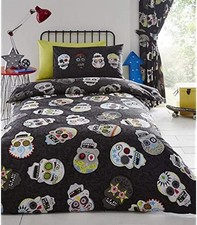 Image of Sugar Skulls Duvet Cover & Pillowcase Set Polycotton Quilt Bedroom Double Single