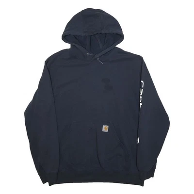 CARHARTT Hoodie Homme Col Rond Imprimé Manches Bleu Marine XL Coton Mélange - Photo 1/4
