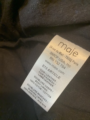 Maje Authentic Solid Sage Green Lamb Leather Biker Moto Jacket 36 Small - Picture 6 of 7