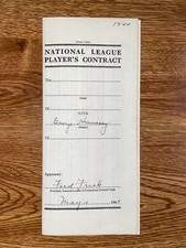 1944 CUBS: NL Contract SIGNED: George Hennessey, D.1988 (w/ Ford Frick HOF)