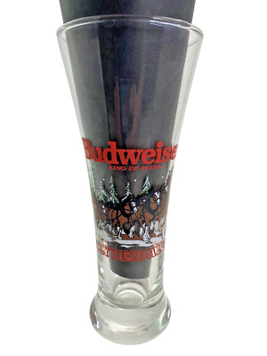 Vintage Budweiser Clydesdale Holiday 1992 Winter Beer Fluted Pilsner Glass