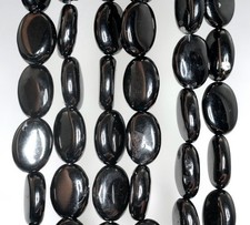 14X10MM BLACK JET GEMSTONE OVAL LOOSE BEADS 16inch