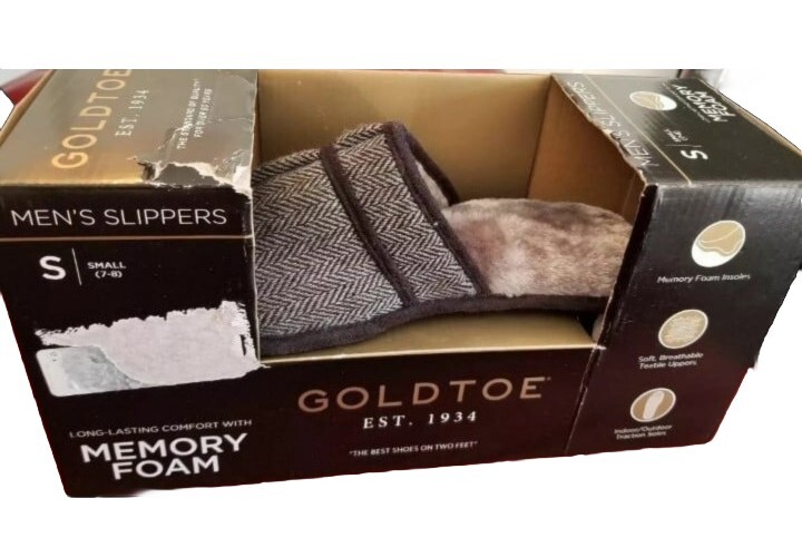 PANTOFOLA D’ORO Pantofole da uomo grigie G Toe taglia small da uomo (6 7) nuove con scatola