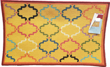 Printed Kitchen Nylon Rug nonskid back 20"x30" MULTICOLOR SHAPES ON YELLOW