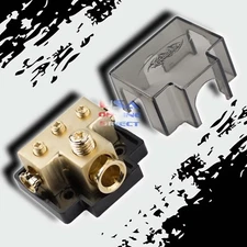 GOLD POWER GROUND DISTRIBUTION BLOCK 1/0 or 2 IN & 4/8 AWG GAUGE OUT MARINE USA